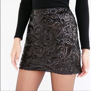 Silence + Noise NWT brown sequin party mini skirt
